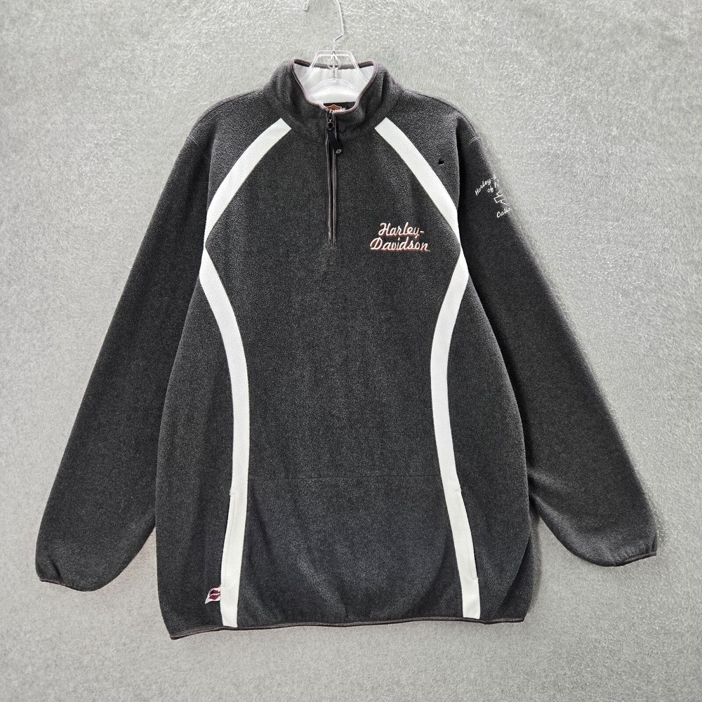 Harley Davidson Women Sweater 1x Gray Fleece 1/4 Zip Fresno California READ